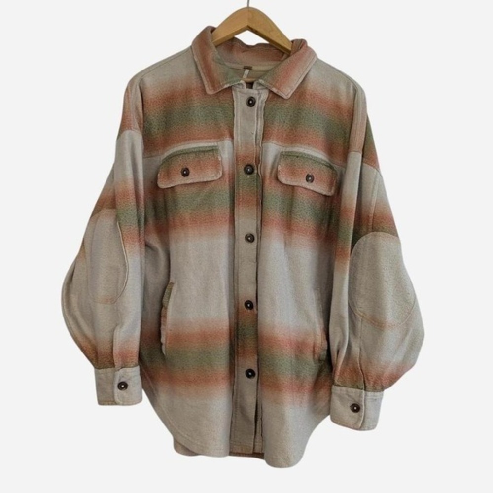 Free People Printed Ruby Shacket Jacket Marzipan … - image 6